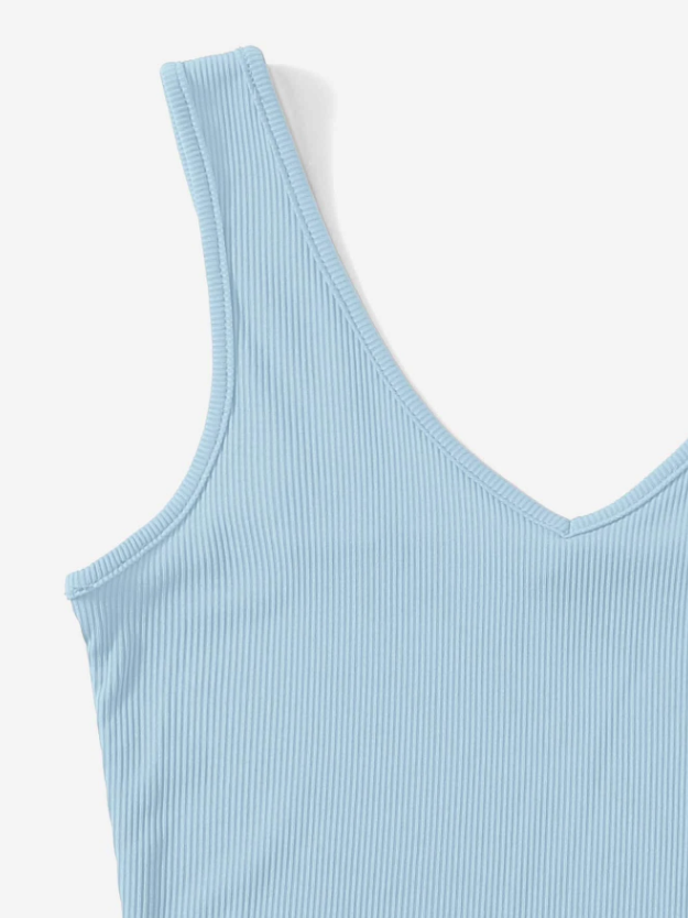 Baby blue ribbed v-neck summer tank